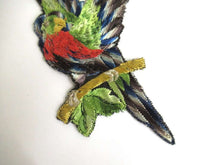 UpperDutch:Sewing Supplies,Bird Applique 1930s Vintage Embroidered Bird Parrot applique. Sewing supply.