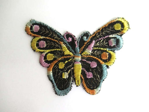 UpperDutch:Sewing Supplies,1930s butterfly applique, Vintage embroidered applique. Antique applique, crazy quilt.
