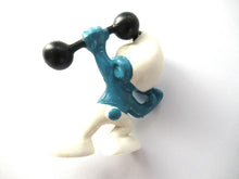 Smurf weight lifter, Dumbells, Schleich, Peyo, Pvc figurine.