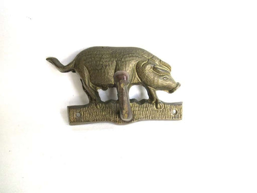 UpperDutch:Hooks and Hardware,Antique Pig Hook, Solid Brass Wall hook Coat hook, Kitchen hook, Towel hook.