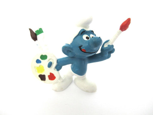 Painter smurf, Artist, The smurfs, Schleich, Peyo, Pvc figurine.