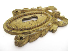 Antique Escutcheon, bow, keyhole cover, Restoration hardware.
