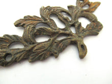 Antique ornate brass escutcheon, keyhole cover, cabinet hardware, furniture applique.