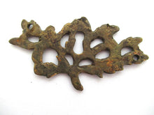Antique ornate brass escutcheon, keyhole cover, cabinet hardware, furniture applique.
