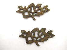 Antique ornate brass escutcheon, keyhole cover, cabinet hardware, furniture applique.