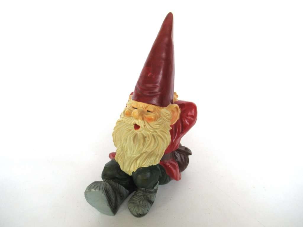 UpperDutch:Gnomes,Gnome Figurine, Gnome Lying down after a design by Rien Poortvliet, David the Gnome.