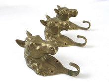 UpperDutch:Hooks and Hardware,Set of 3 pcs Solid Brass Horse Head Wall hooks, Coat hooks, Hanger, horse head.