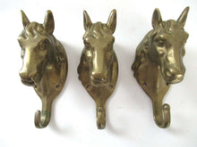 UpperDutch:Hooks and Hardware,Set of 3 pcs Solid Brass Horse Head Wall hooks, Coat hooks, Hanger, horse head.