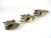 UpperDutch:Hooks and Hardware,Set of 3 pcs Solid Brass Horse Head Wall hooks, Coat hooks, Hanger, horse head.