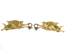 Set of 2 Antique Brass Empire Embellishments, escutcheon.