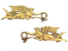 Set of 2 Antique Brass Empire Embellishments, escutcheon.