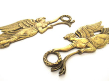 Set of 2 Antique Brass Empire Embellishments, escutcheon.