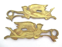 Set of 2 Antique Brass Empire Embellishments, escutcheon.