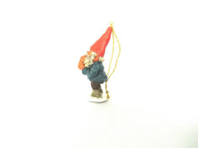 Miniature collectible laughing gnome, Willie, 1996, Enesco, Rien Poortvliet, hanging ornament.