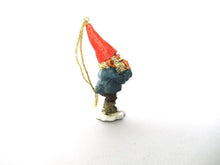 Miniature collectible laughing gnome, Willie, 1996, Enesco, Rien Poortvliet, hanging ornament.