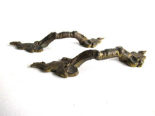 UpperDutch:Hooks and Hardware,Set of 2 vintage brass Floral Handles, Ornate brass Drawer Pulls
