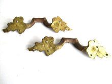 UpperDutch:Hooks and Hardware,Set of 2 vintage brass Floral Handles, Ornate brass Drawer Pulls