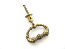 1 (ONE) Antique Solid Brass Drawer Pull / Drop Ring Drawer Handle.