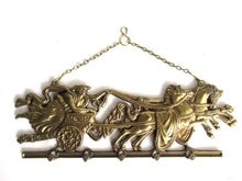 UpperDutch:Home and Decor,Stunning Equestrian Horses, Antique Brass wall hanging, Chariot and Horses. Wall rack, Key Holder.