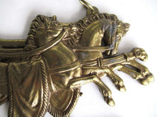 UpperDutch:Home and Decor,Stunning Equestrian Horses, Antique Brass wall hanging, Chariot and Horses. Wall rack, Key Holder.
