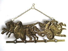 UpperDutch:Home and Decor,Stunning Equestrian Horses, Antique Brass wall hanging, Chariot and Horses. Wall rack, Key Holder.