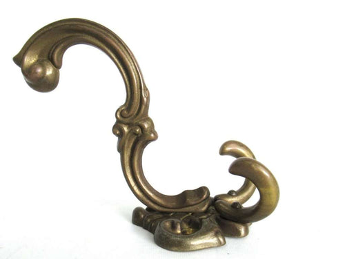 UpperDutch:Hooks and Hardware,1 (ONE) Solid Brass Ornate Wall hook / Coat hook. Coat rack supply, storage solutions.