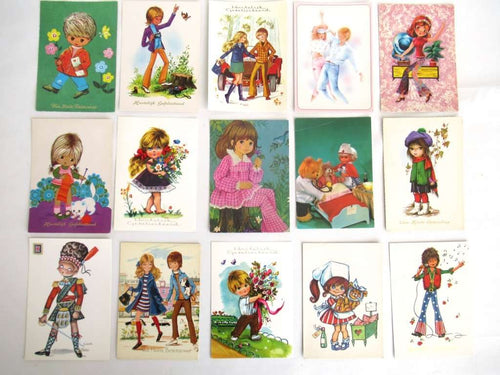 UpperDutch:Postcards,Retro Postcards, Set of 15 Unused Vintage Cards 1970s.