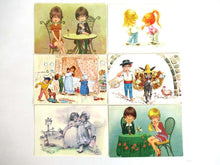 UpperDutch:Postcards,Vintage Postcards Seventies, Set of 6 Used Retro Cards 1970s.