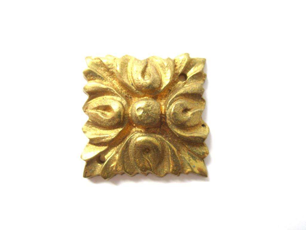 1 (ONE) Antique Square Brass embellishment, furniture applique, pediment.