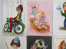 UpperDutch:Postcards,Vintage Postcards Seventies, Set of 11 Used Retro Cards 1970s.