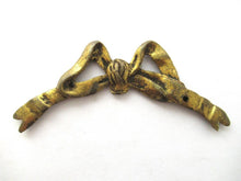 1 (ONE) Brass Antique Ornament Furniture Mount Applique. Bow, Decoration mount, Authentic hardware, restoration supplies