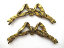 1 (ONE) Brass Antique Ornament Furniture Mount Applique. Bow, Decoration mount, Authentic hardware, restoration supplies