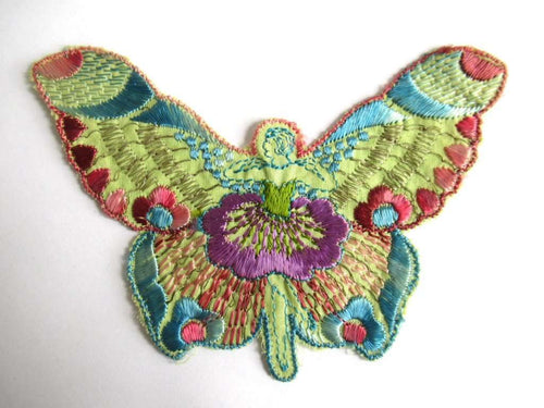 UpperDutch:Sewing Supplies,Antique Fairy Applique, butterfly applique, 1930s embroidered applique. Vintage sewing supply, crazy quilt, antique.