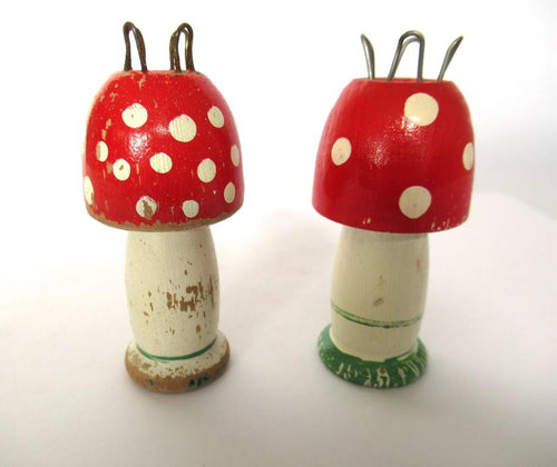 Set of 2 Wooden Mushroom Knitting Dolls, Knitting Nancy, French Knitting, Bobbin Doll, Mushroom.