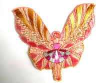 UpperDutch:Sewing Supplies,Antique Applique, fairy, butterfly applique, 1930s vintage embroidered applique. Vintage sewing supply.