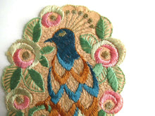 UpperDutch:Sewing Supplies,Bird of paradise, Antique Bird Applique, 1930s Embroidered Bird applique, application. Vintage sewing supply.