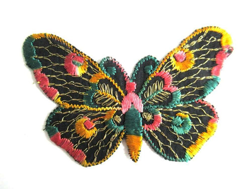 UpperDutch:Sewing Supplies,Butterfly applique, 1930s vintage embroidered applique. Vintage patch, sewing supply. Applique, Crazy quilt.
