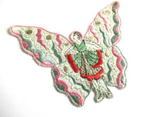 UpperDutch:Sewing Supplies,Antique Fairy Applique, butterfly applique, 1930s embroidered applique. Vintage patch, sewing supply, crazy quilt, antique.