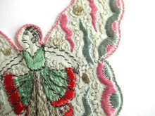 UpperDutch:Sewing Supplies,Antique Fairy Applique, butterfly applique, 1930s embroidered applique. Vintage patch, sewing supply, crazy quilt, antique.
