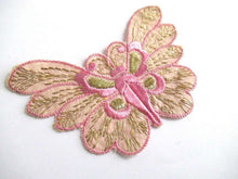 UpperDutch:Sewing Supplies,Pink Butterfly applique, 1930s vintage embroidered applique. Sewing supply. Applique, Crazy quilt
