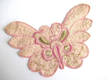 UpperDutch:Sewing Supplies,Pink Butterfly applique, 1930s vintage embroidered applique. Sewing supply. Applique, Crazy quilt