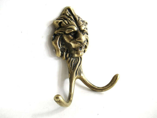 UpperDutch:Hooks and Hardware,Lion Head Coat hook Wall hook Solid Brass. Decorative animal storage solution, coat hanger.