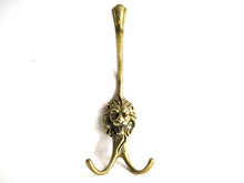 UpperDutch:Hooks and Hardware,Solid Brass Lion Head Wall hook / Coat hook. Decorative animal storage solution, coat hanger. Ornate wall fixtures.