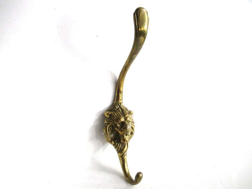 UpperDutch:Hooks and Hardware,Lion head coat hook. Solid Brass Lion Head Wall hook, Vintage Coat hook.