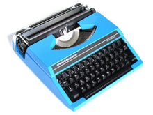 UpperDutch:Typewriter,Blue Typewriter 1970's Sperry Rand Remington Tentwenty, QWERTY keyboard. Working blue typewriter. Retro office decor, desk decor.