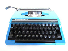 UpperDutch:Typewriter,Blue Typewriter 1970's Sperry Rand Remington Tentwenty, QWERTY keyboard. Working blue typewriter. Retro office decor, desk decor.