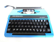 UpperDutch:Typewriter,Blue Typewriter 1970's Sperry Rand Remington Tentwenty, QWERTY keyboard. Working blue typewriter. Retro office decor, desk decor.