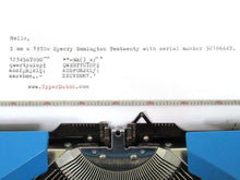 UpperDutch:Typewriter,Blue Typewriter 1970's Sperry Rand Remington Tentwenty, QWERTY keyboard. Working blue typewriter. Retro office decor, desk decor.