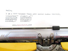 UpperDutch:Typewriter,Mustard Yellow Triumph Tippa made in 1977, QWERTY layout. Fully functional typewriter, vintage. Mustard yellow retro office decor.