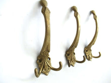 UpperDutch:Hooks and Hardware,Coat hooks - Set of 3 Wall hooks - Coat hook - Brass Plated - Ornate - Victorian style hooks.